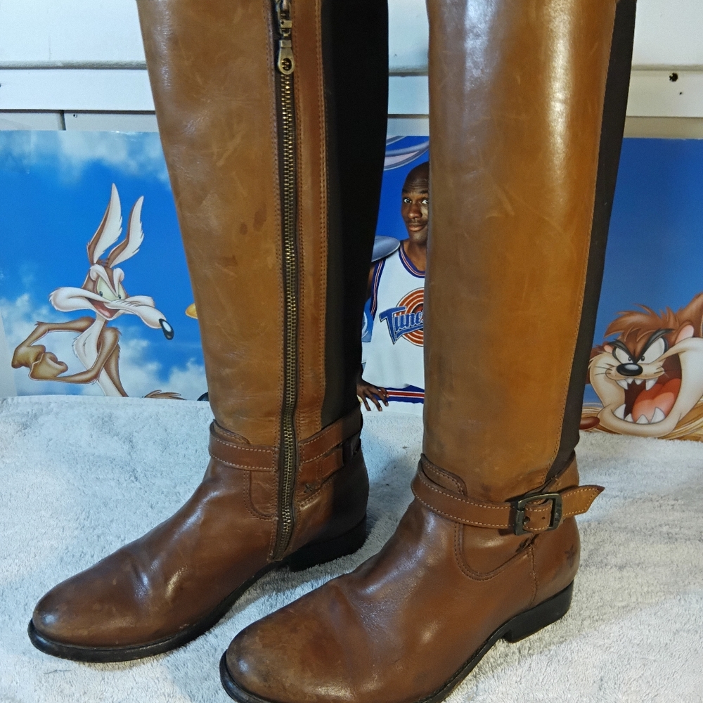 Frye Cognac Melissa Leather Riding Boots Style 77921, Women’s Size 7.5B – Good C